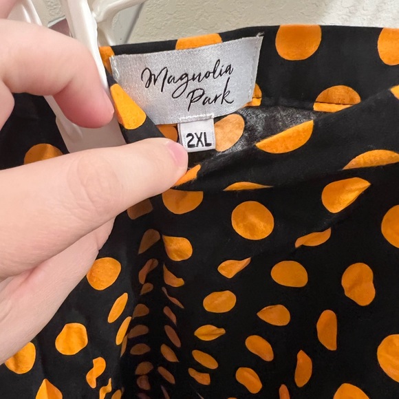 Polka Dot Flare Skirt - Black and Orange - Picture 2 of 2